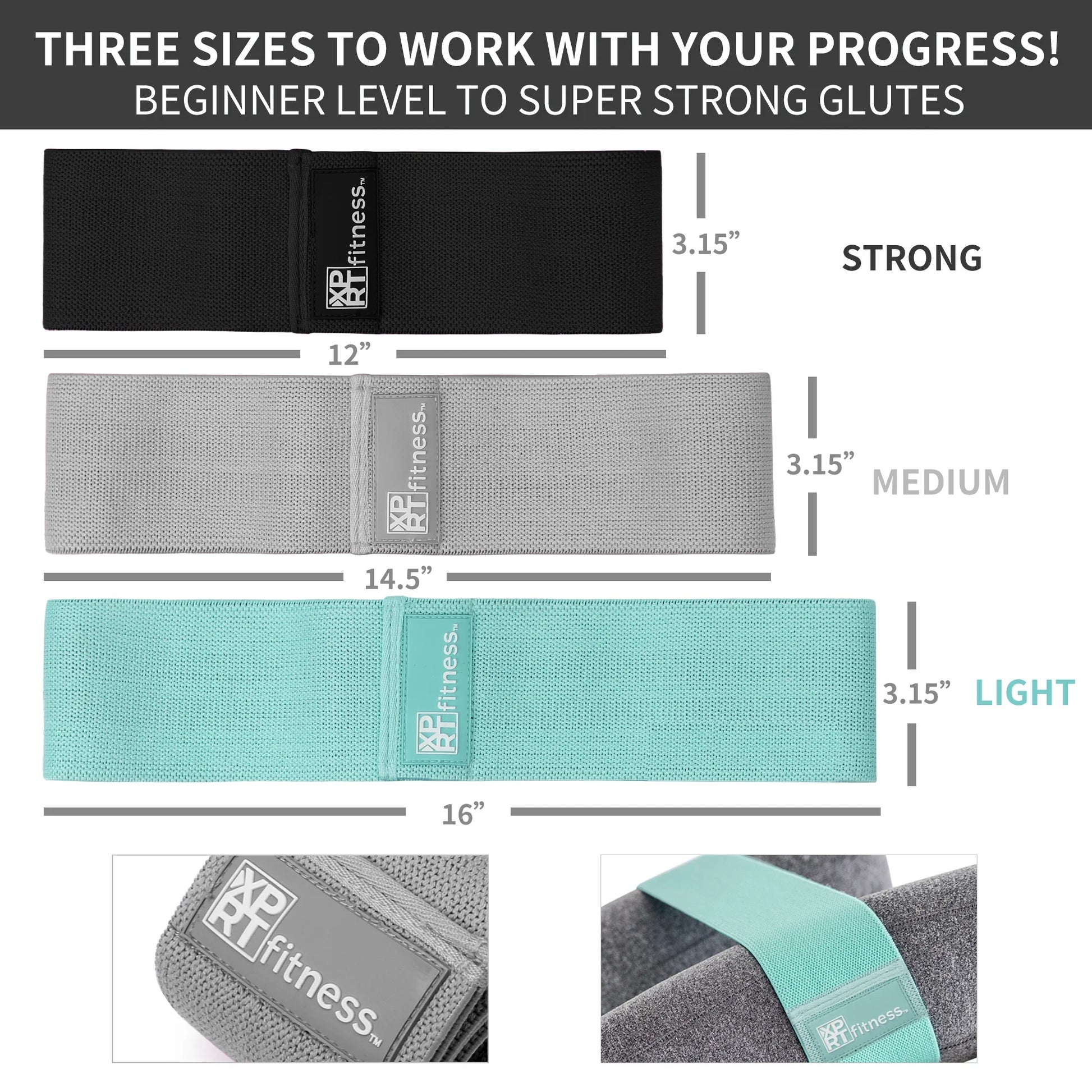 Ultimate Booty Resistance Bands Set of 3 - Anti-Slip Hip Bands for Effective Workouts